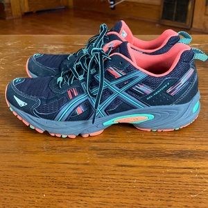ASICS Gel-Venture 5 Black/Coral/Teal Size 8